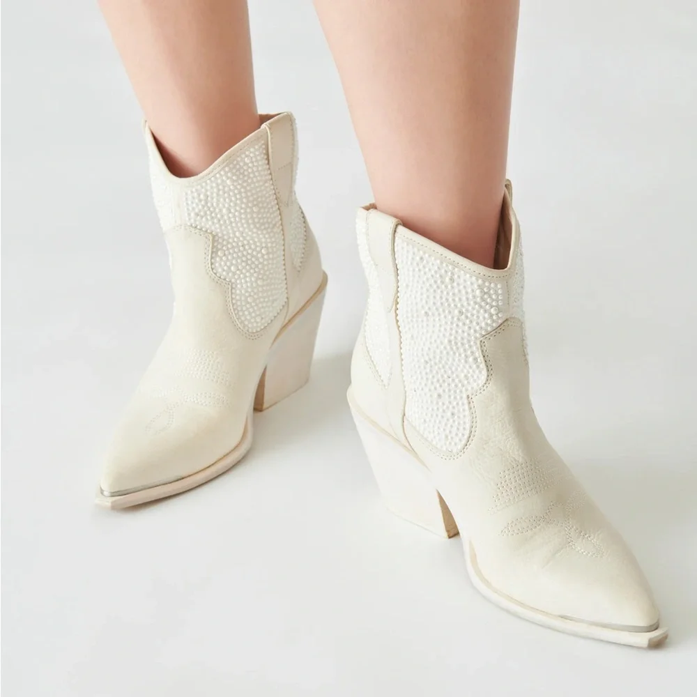 Anthropologie White Ankle Boots - Picture 2 of 9